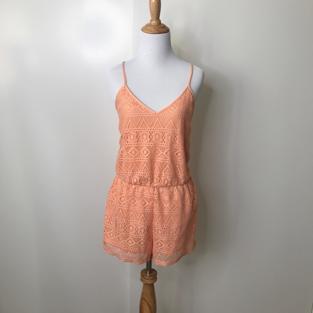 Peach Crochet Romper